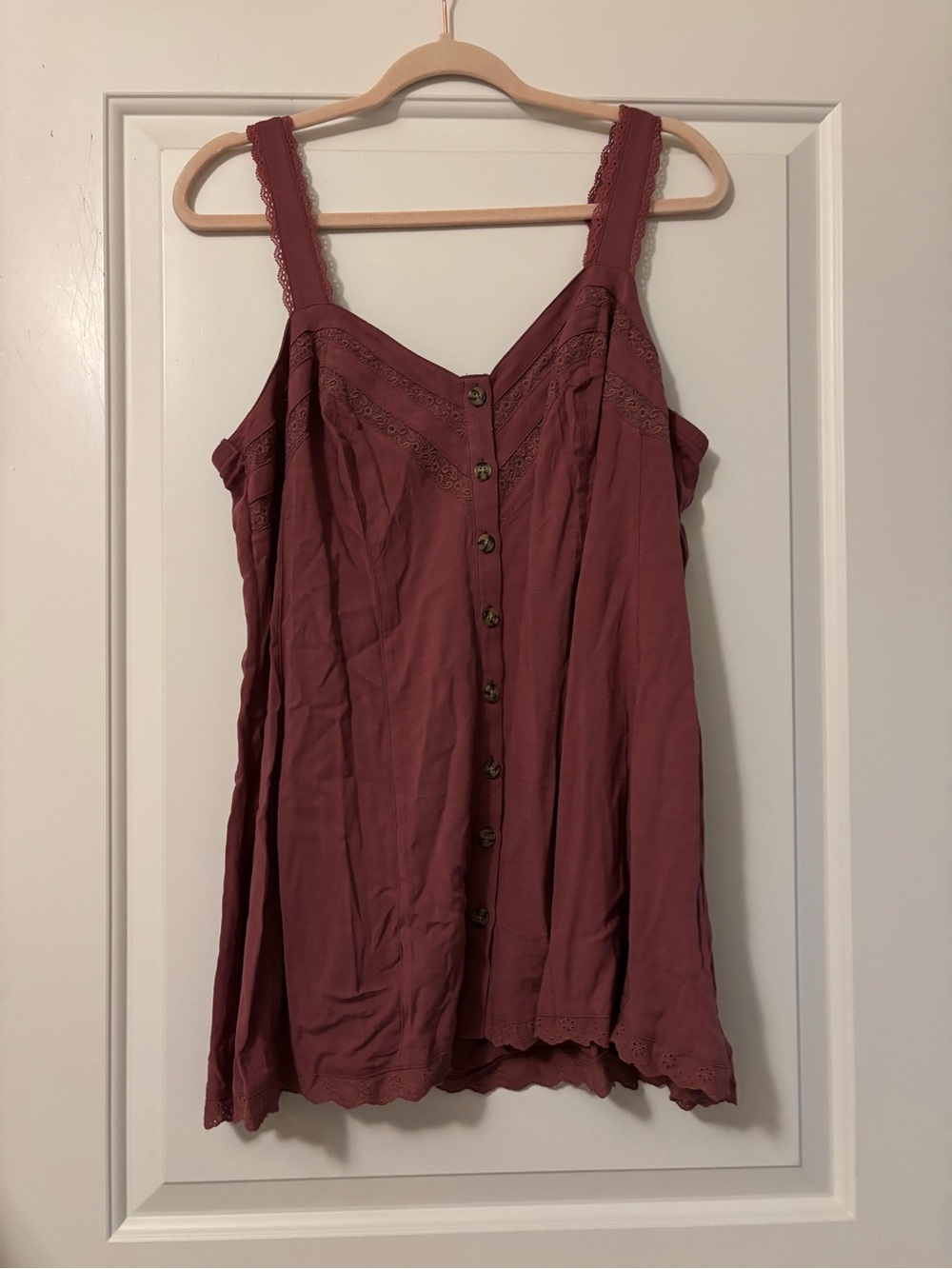 torrid Dusty Rose Button-Front Lace-Trim Camisole